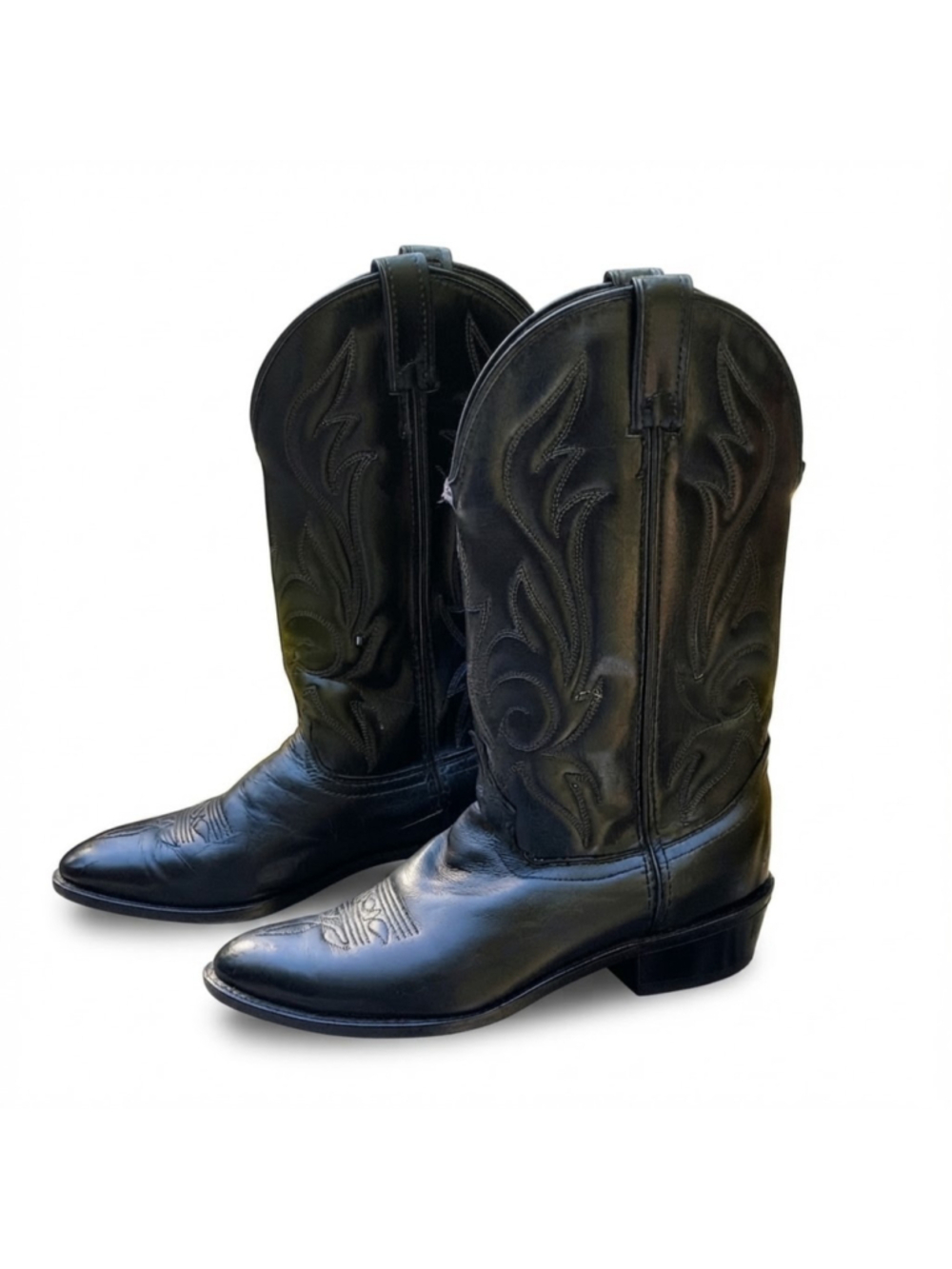 Vintage 1991 Laredo "Paris" Black Leather Western Cowboy Boots - Size 9.5 D USA